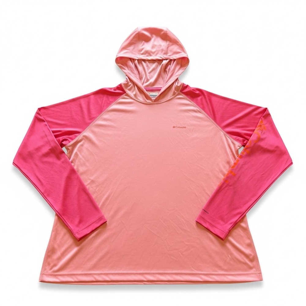 Columbia PFG Pink Sun Hoodie Long Sleeve Performance Shirt Womens XXL Omni-Shade